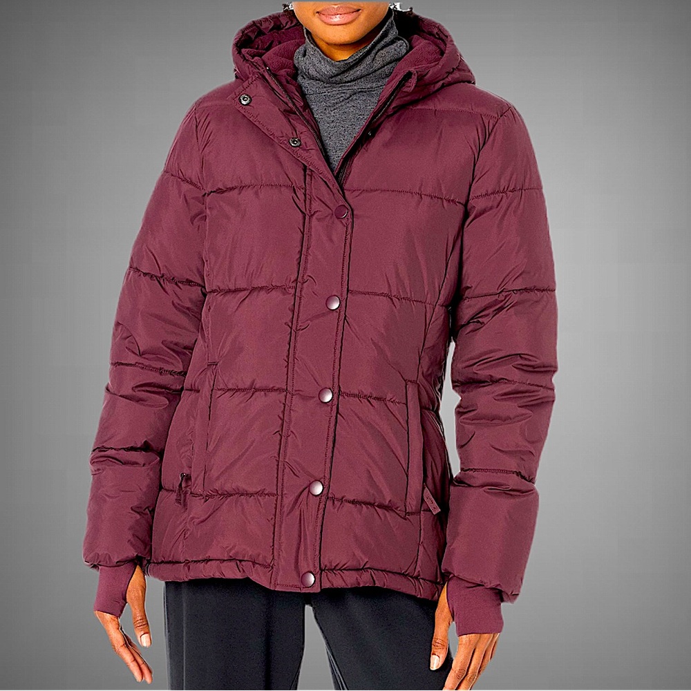 NWT Amazon Essentials‎ Women’s Heavyweight Puffer Jacket – Burgundy XS